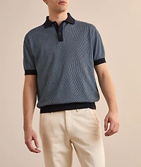Striped Cotton-Cashmere Polo Shirt