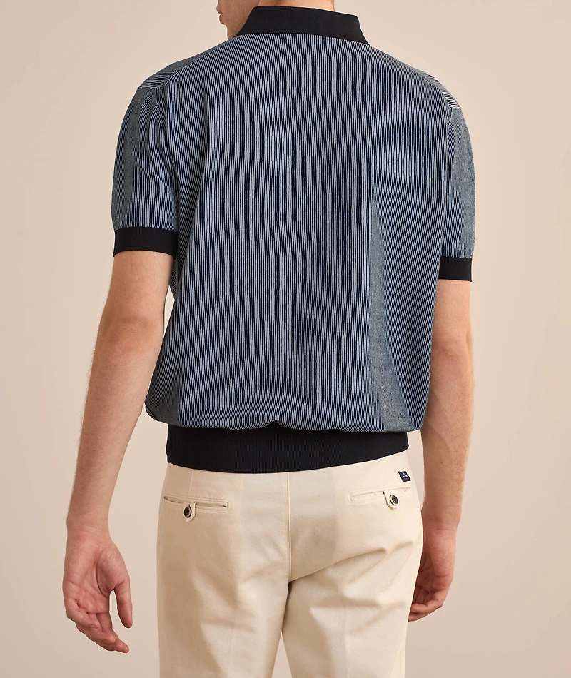 Striped Cotton-Cashmere Polo Shirt