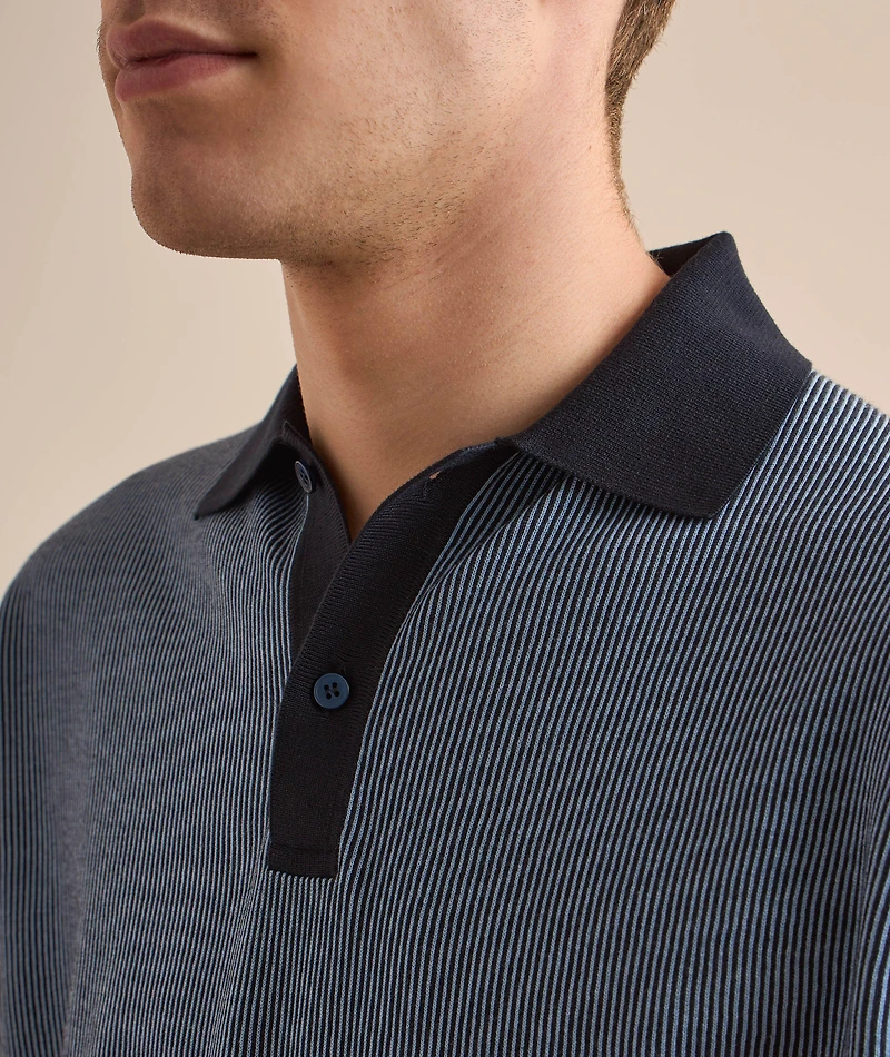 Striped Cotton-Cashmere Polo Shirt