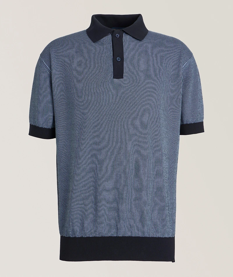 Striped Cotton-Cashmere Polo Shirt