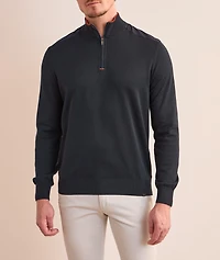 Tipped Silk-Cotton Quarter-Zip Sweater