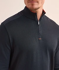 Tipped Silk-Cotton Quarter-Zip Sweater