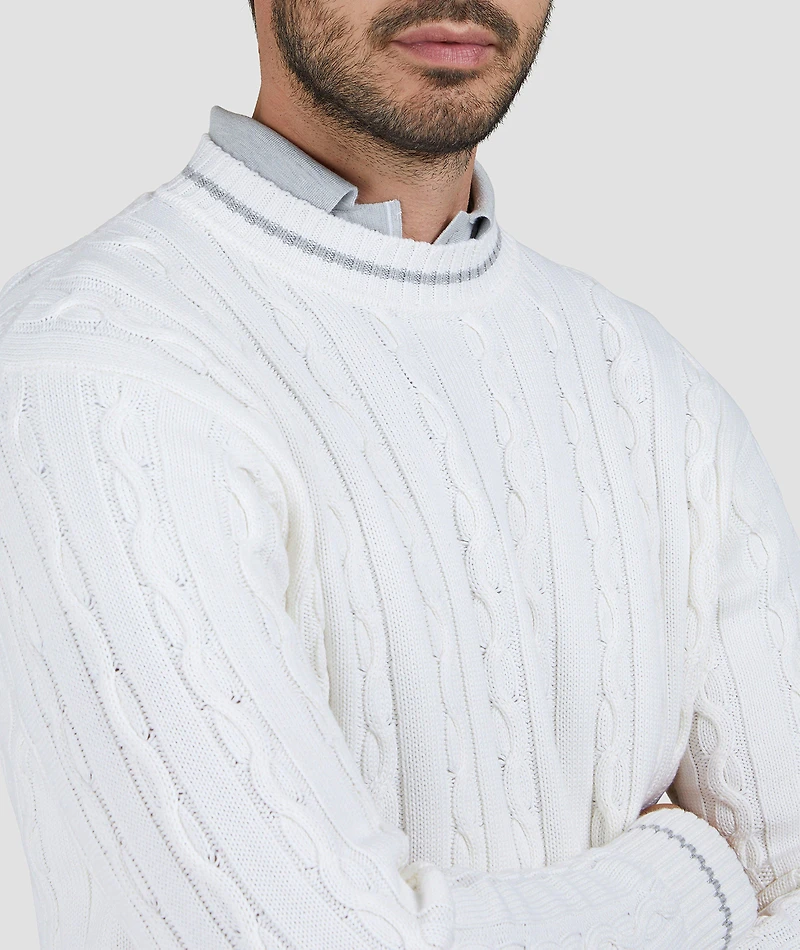 Cotton-Cashmere Cable Knit Sweater