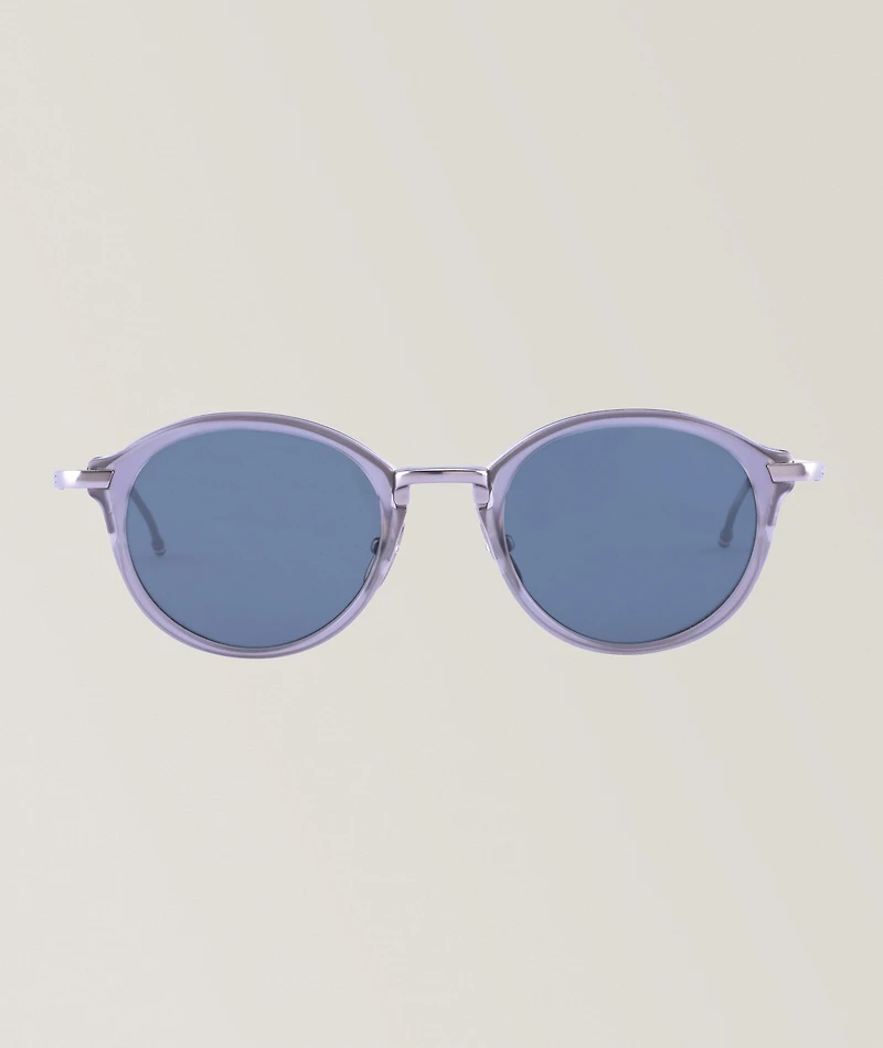 Acetate-Titanium Round Sunglasses