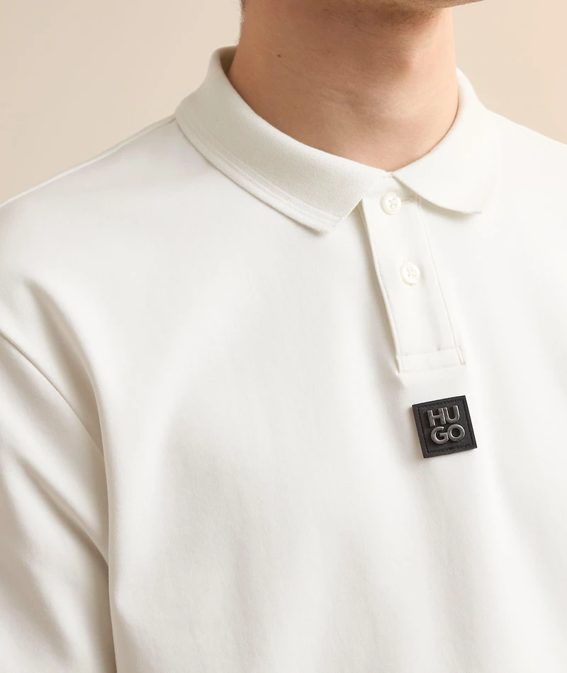 Cotton Stacked Box Logo Polo
