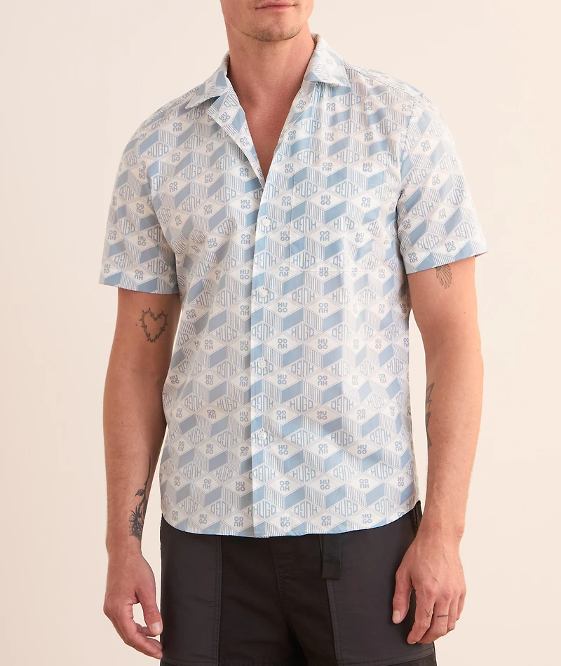 Logo Graphic Print Camp Shirt