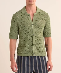 Knit Cotton-Blend Camp Shirt