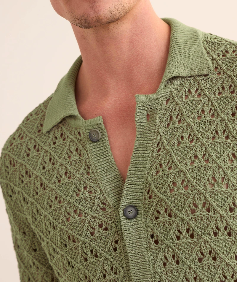 Knit Cotton-Blend Camp Shirt