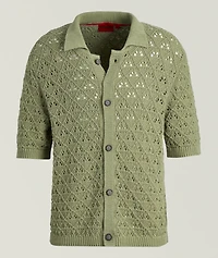 Knit Cotton-Blend Camp Shirt