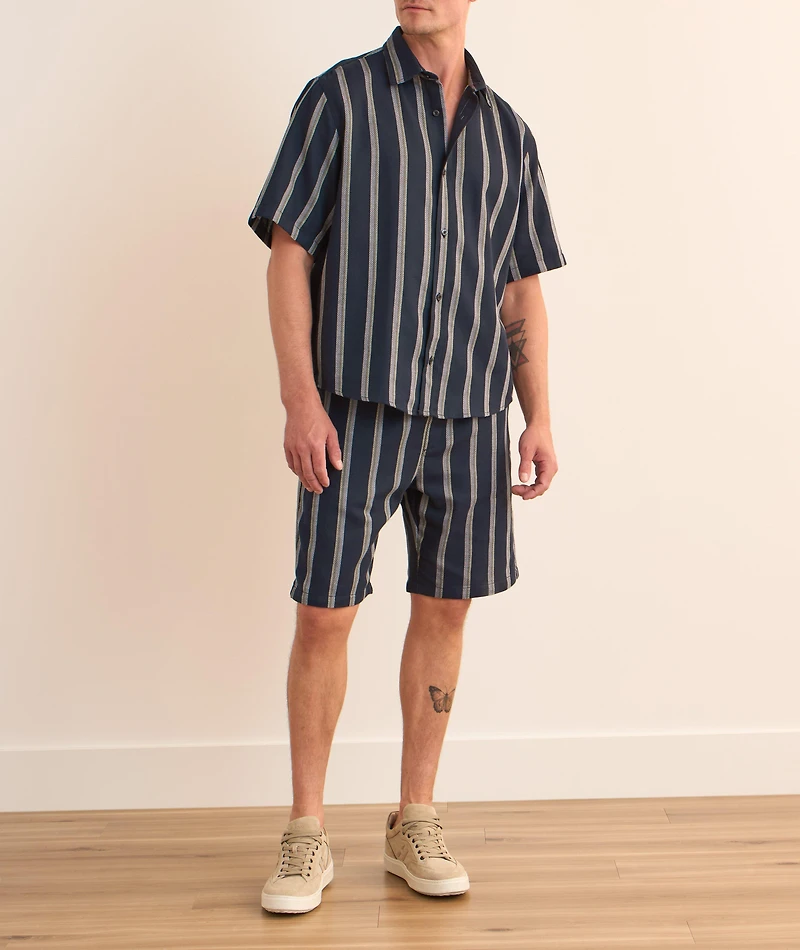 Striped Cotton-Blend Camp Shirt