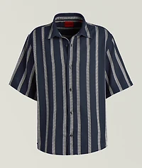 Striped Cotton-Blend Camp Shirt