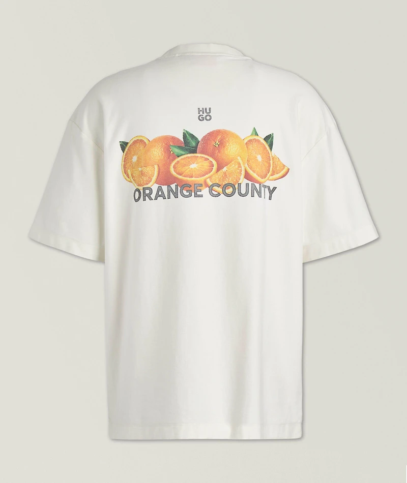 Orange-Print Cotton T-Shirt