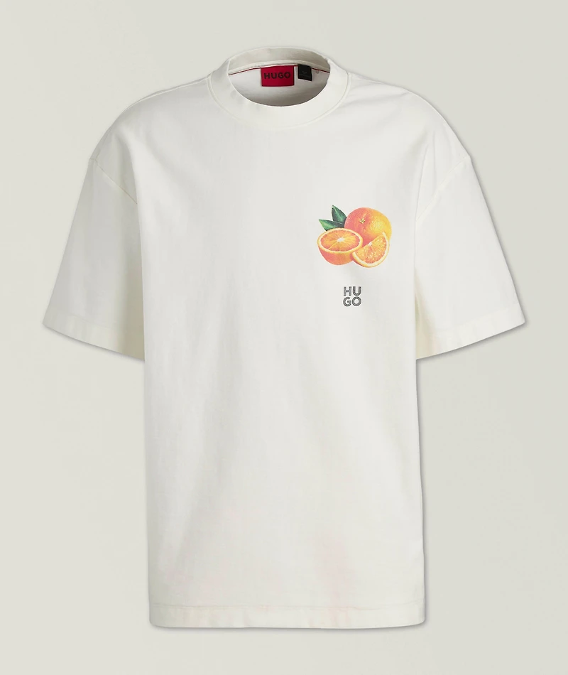 Orange-Print Cotton T-Shirt