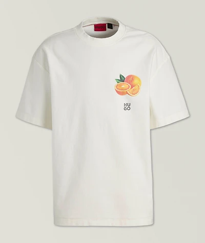 Orange-Print Cotton T-Shirt