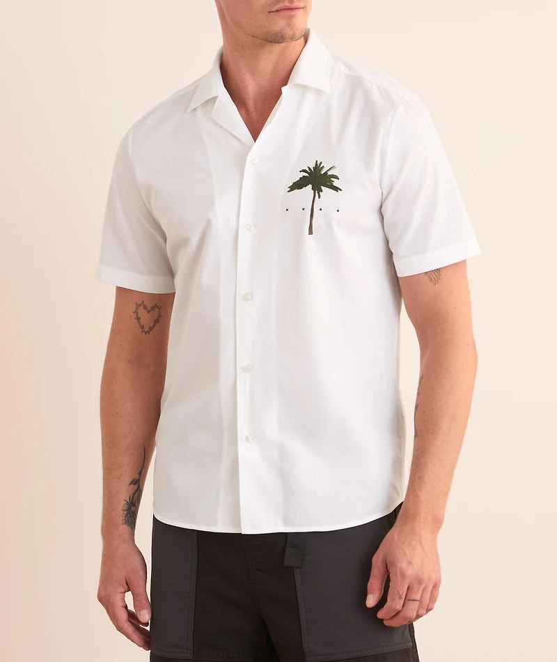 Palm Tree Cotton Camp Shirt