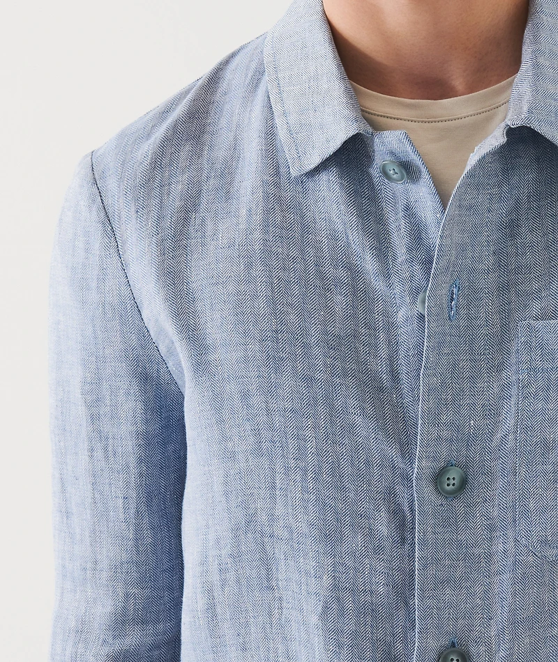 Herringbone Linen Shirt Jacket