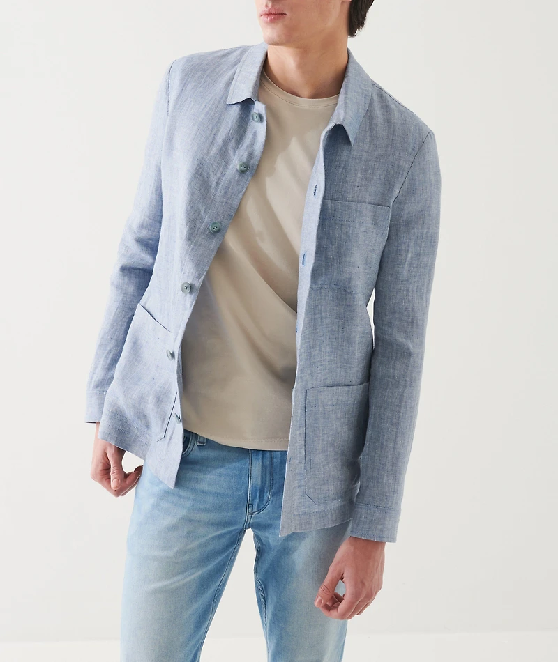 Herringbone Linen Shirt Jacket