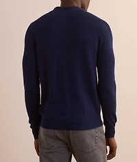 Cotton-Blend Stitch Polo Sweater