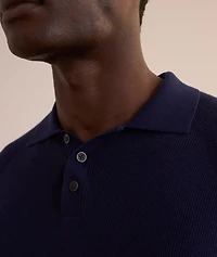 Cotton-Blend Stitch Polo Sweater