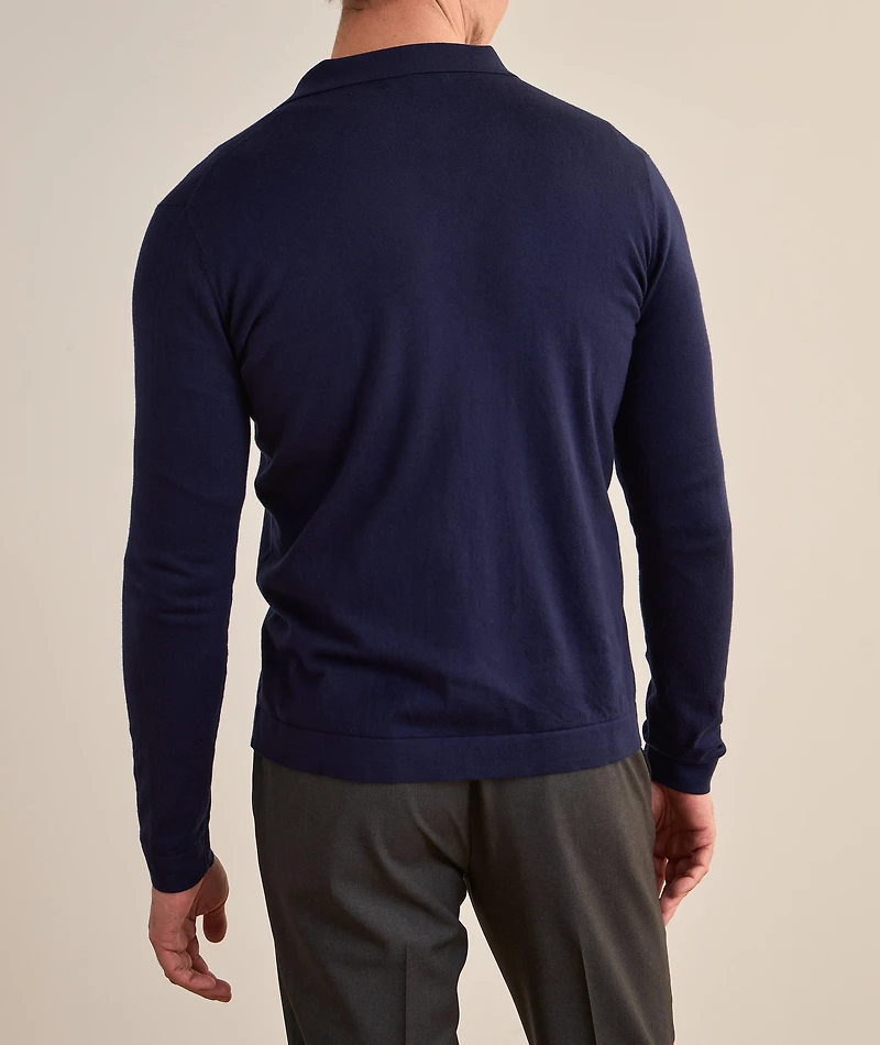 Cotton-Blend Polo Cardigan