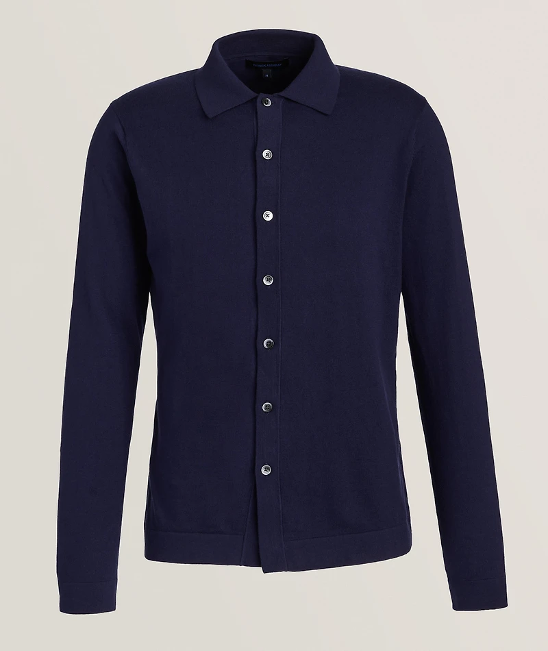 Cotton-Blend Polo Cardigan