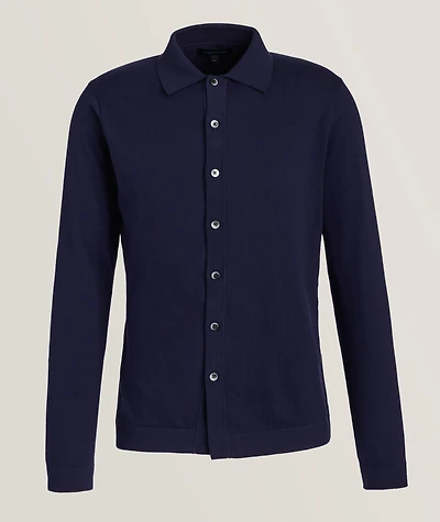 Cotton-Blend Polo Cardigan
