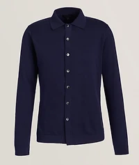 Cotton-Blend Polo Cardigan