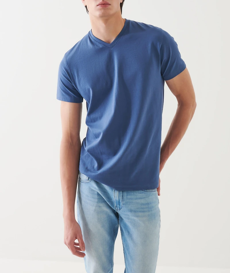 Pima Stretch-Cotton V-Neck T-Shirt