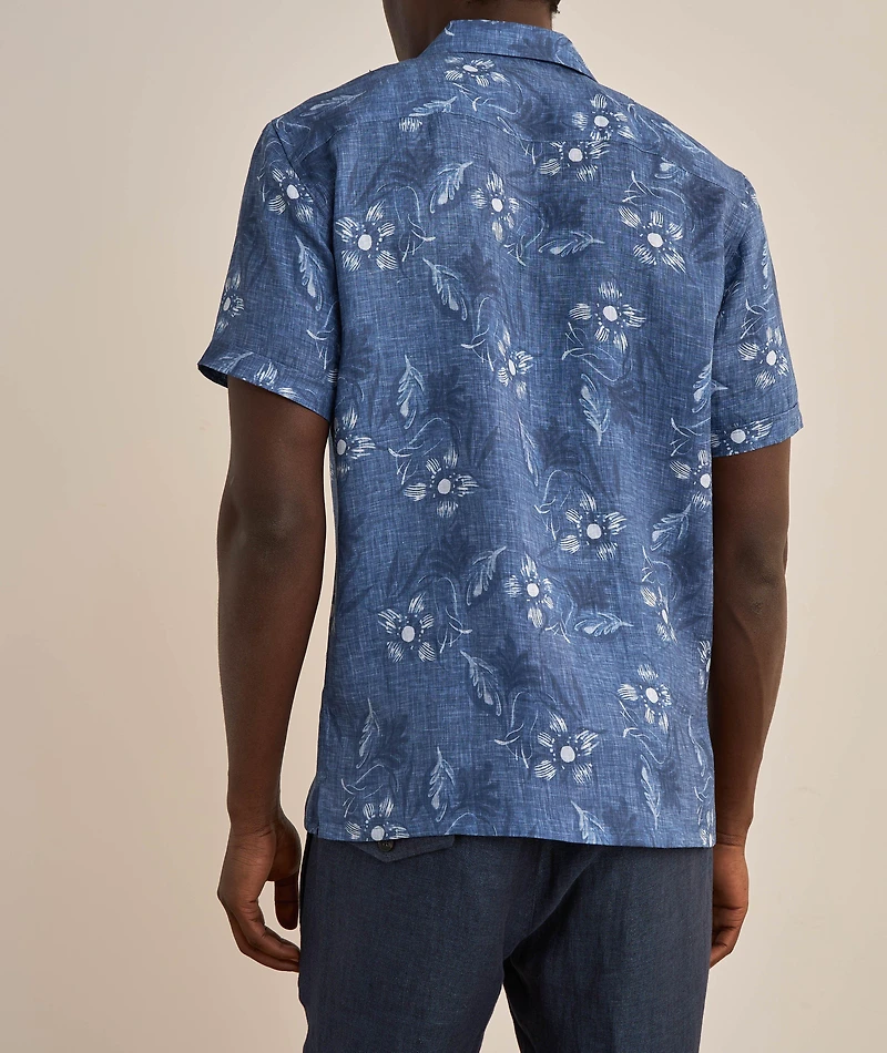 Floral Print Linen Camp Shirt