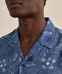 Floral Print Linen Camp Shirt