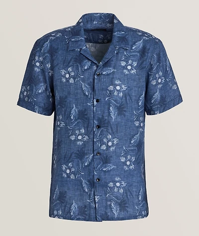 Floral Print Linen Camp Shirt