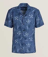 Floral Print Linen Camp Shirt
