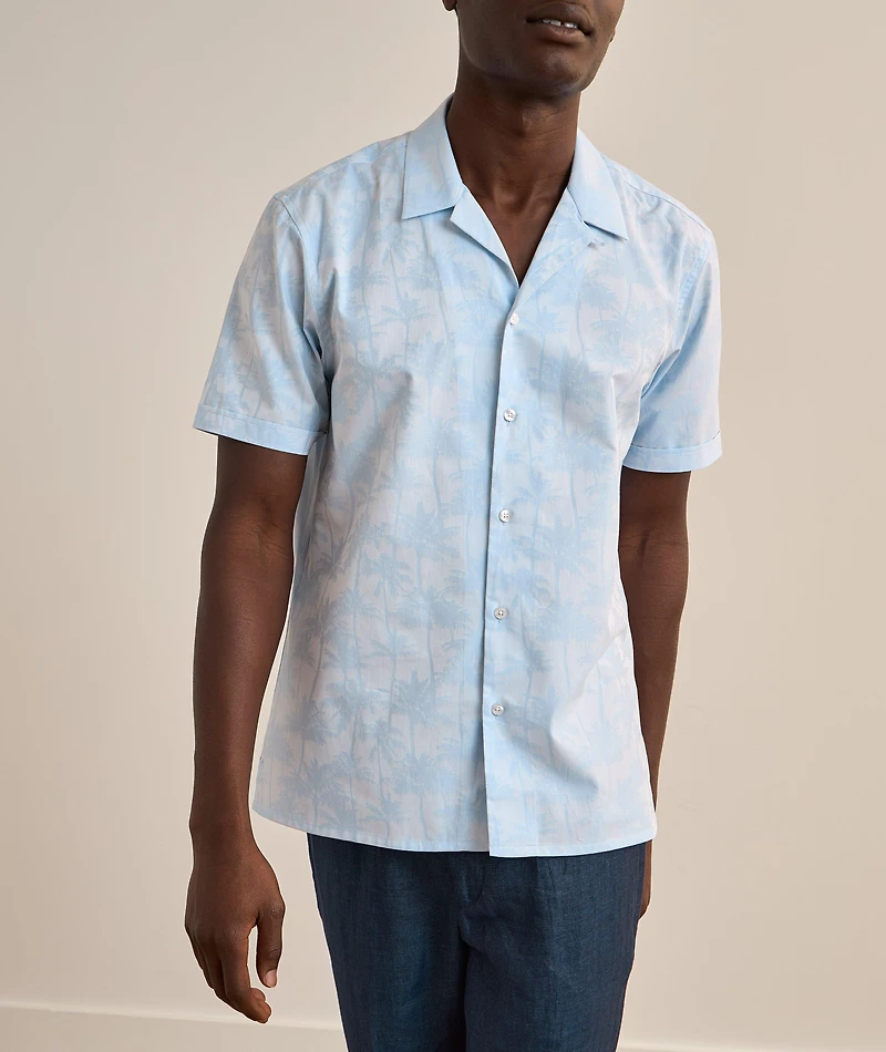 Palm Print Cotton Camp Shirt