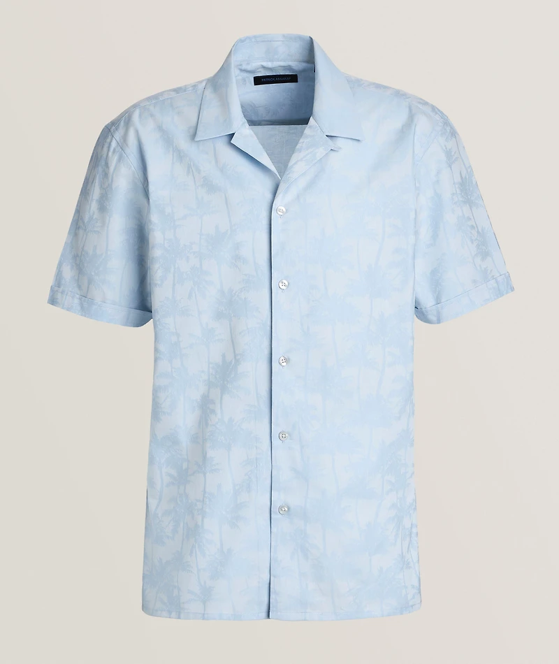 Palm Print Cotton Camp Shirt