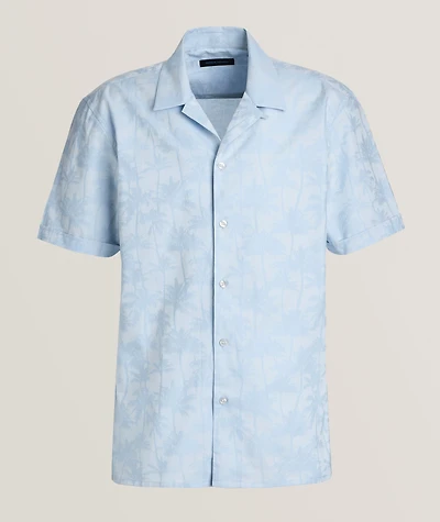 Palm Print Cotton Camp Shirt