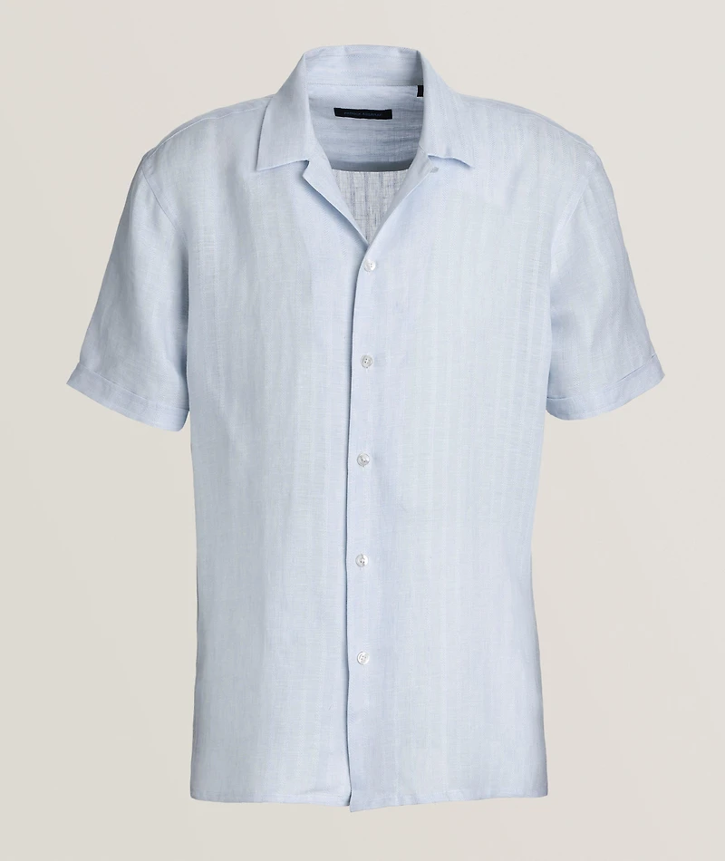 Textured Stripe Linen Camp Shirt
