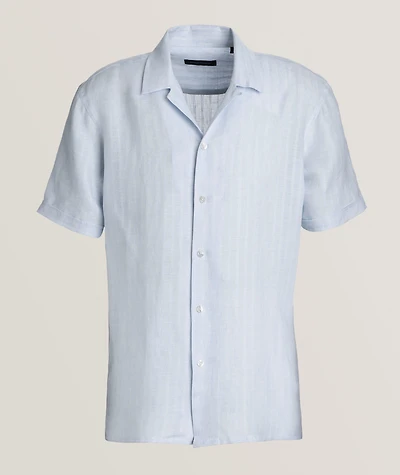 Textured Stripe Linen Camp Shirt