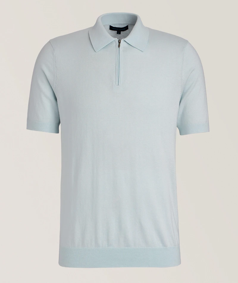 Cotton-Blend Quarter-Zip Polo