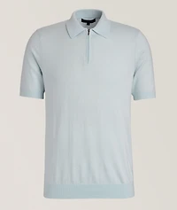 Cotton-Blend Quarter-Zip Polo