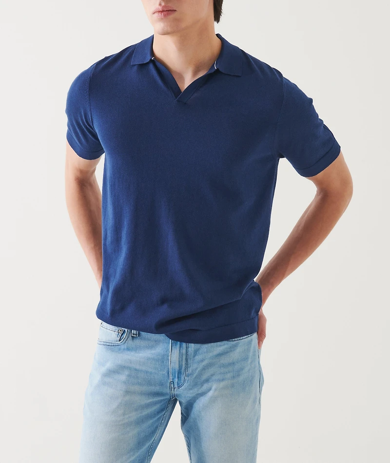 Cotton-Blend Cuban Collar Polo