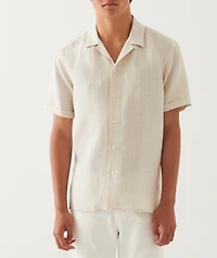 Textured Stripe Linen Camp Shirt