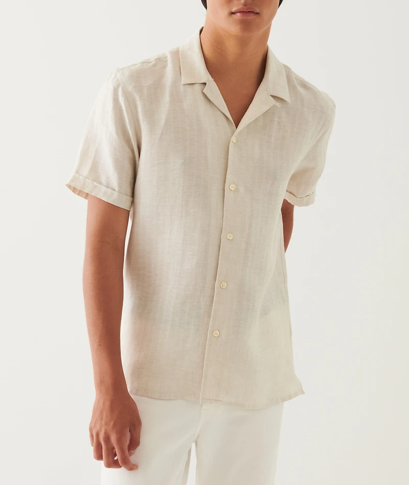 Textured Stripe Linen Camp Shirt