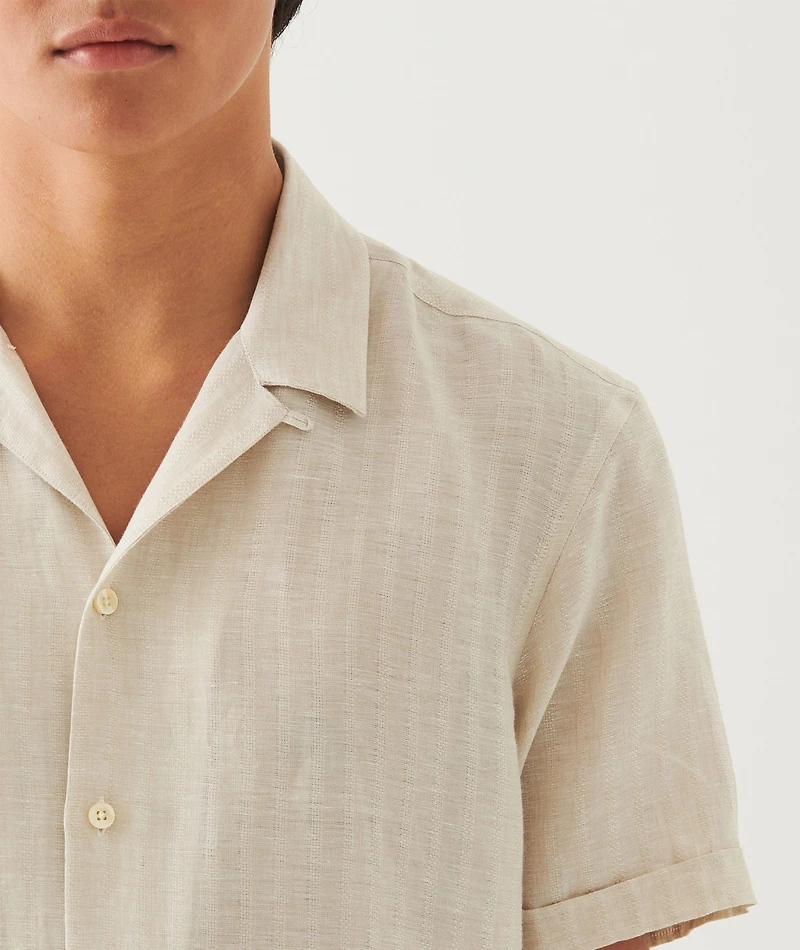 Textured Stripe Linen Camp Shirt