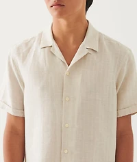 Textured Stripe Linen Camp Shirt