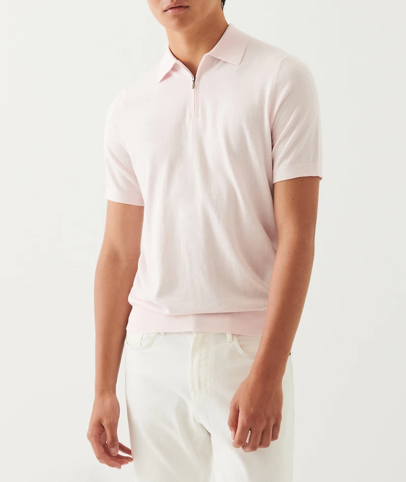Cotton-Blend Zip Polo