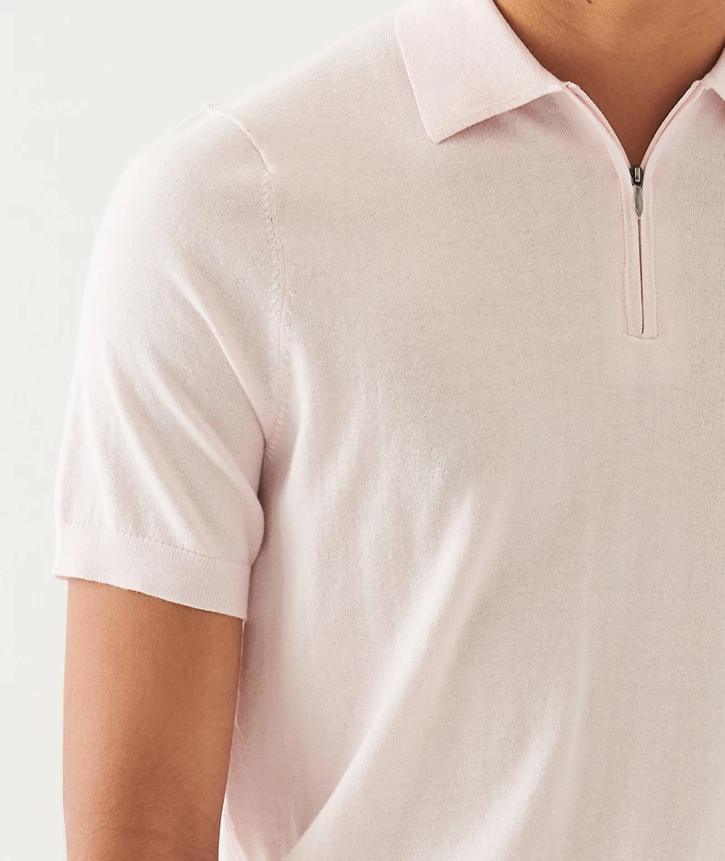 Cotton-Blend Zip Polo