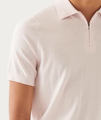 Cotton-Blend Zip Polo