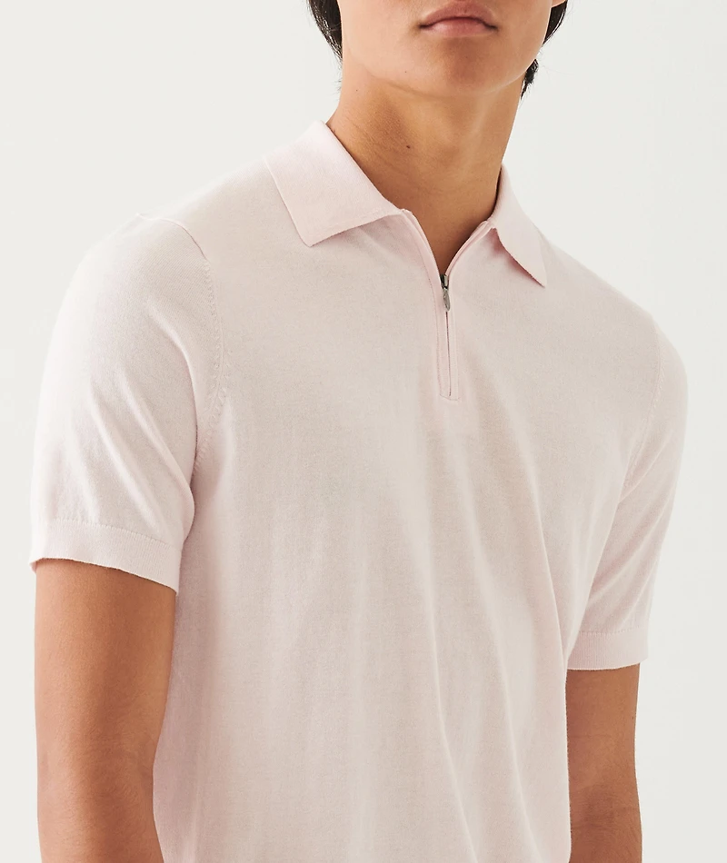 Cotton-Blend Zip Polo