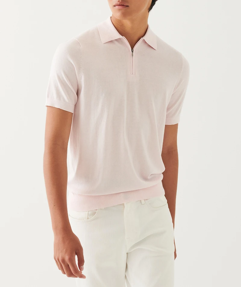 Cotton-Blend Zip Polo