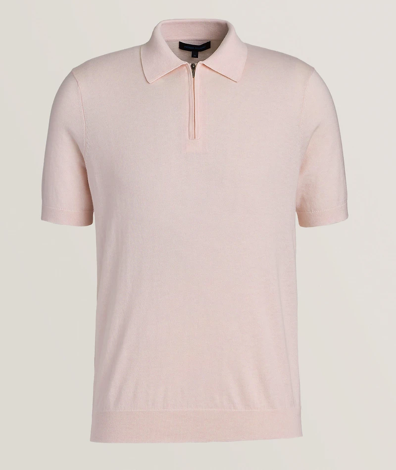 Cotton-Blend Zip Polo